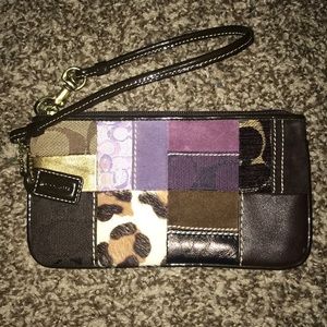 Multicolored Patch Coach Wristlet